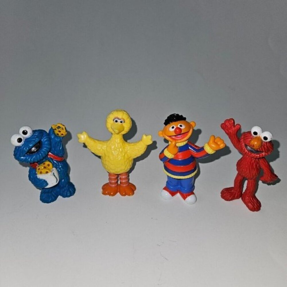 4 Sesame Street Toy Figures Lot Cookie Monster Elmo Ernie Big Bird Cake Topper